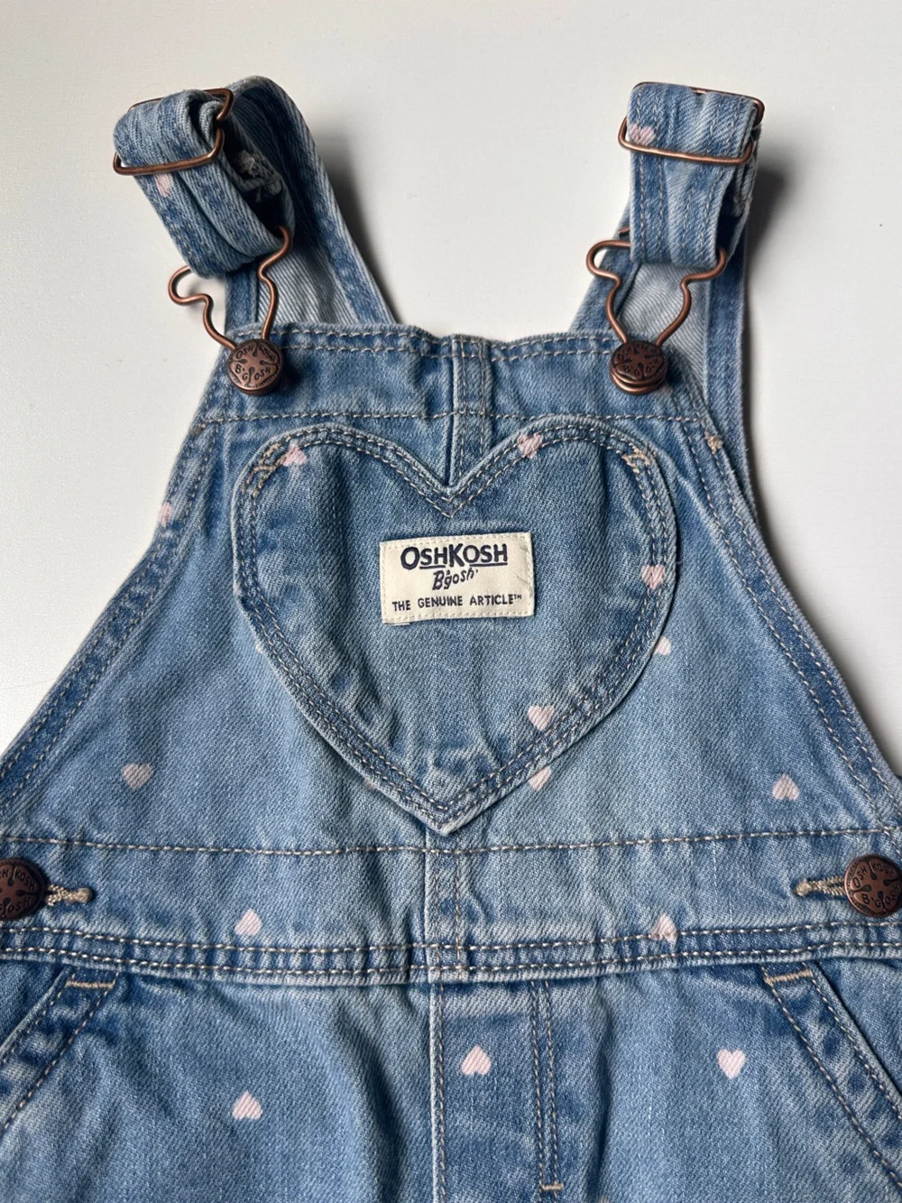 OshKosh B’gosh Heart Denim Overalls Swiftie Lover Valentine’s Day 12m